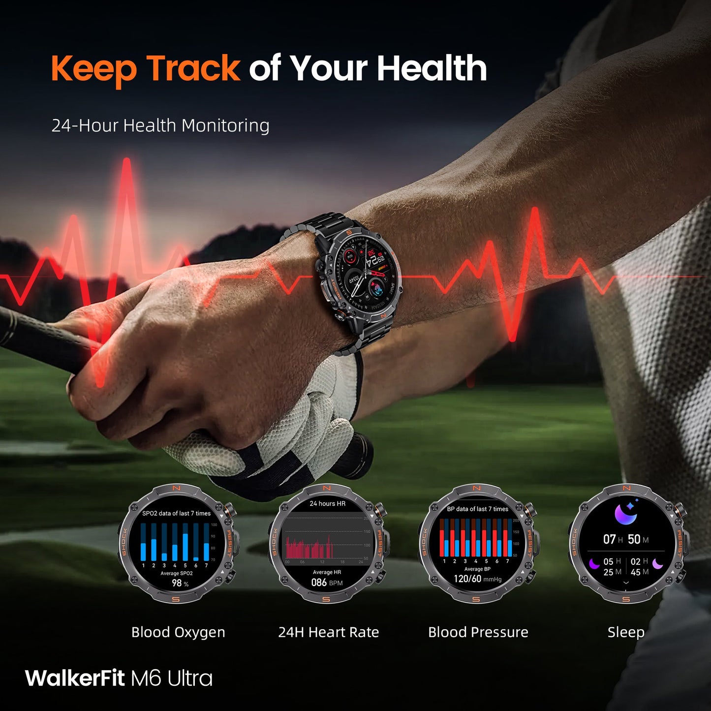 M6 Ultra Steel black - WalkerFit Smart Watch